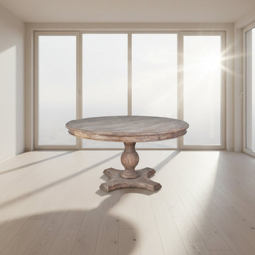 SULLIVAN RECLAIMED ELM ROUND DINING TABLE 180CM - MyChocolateWood