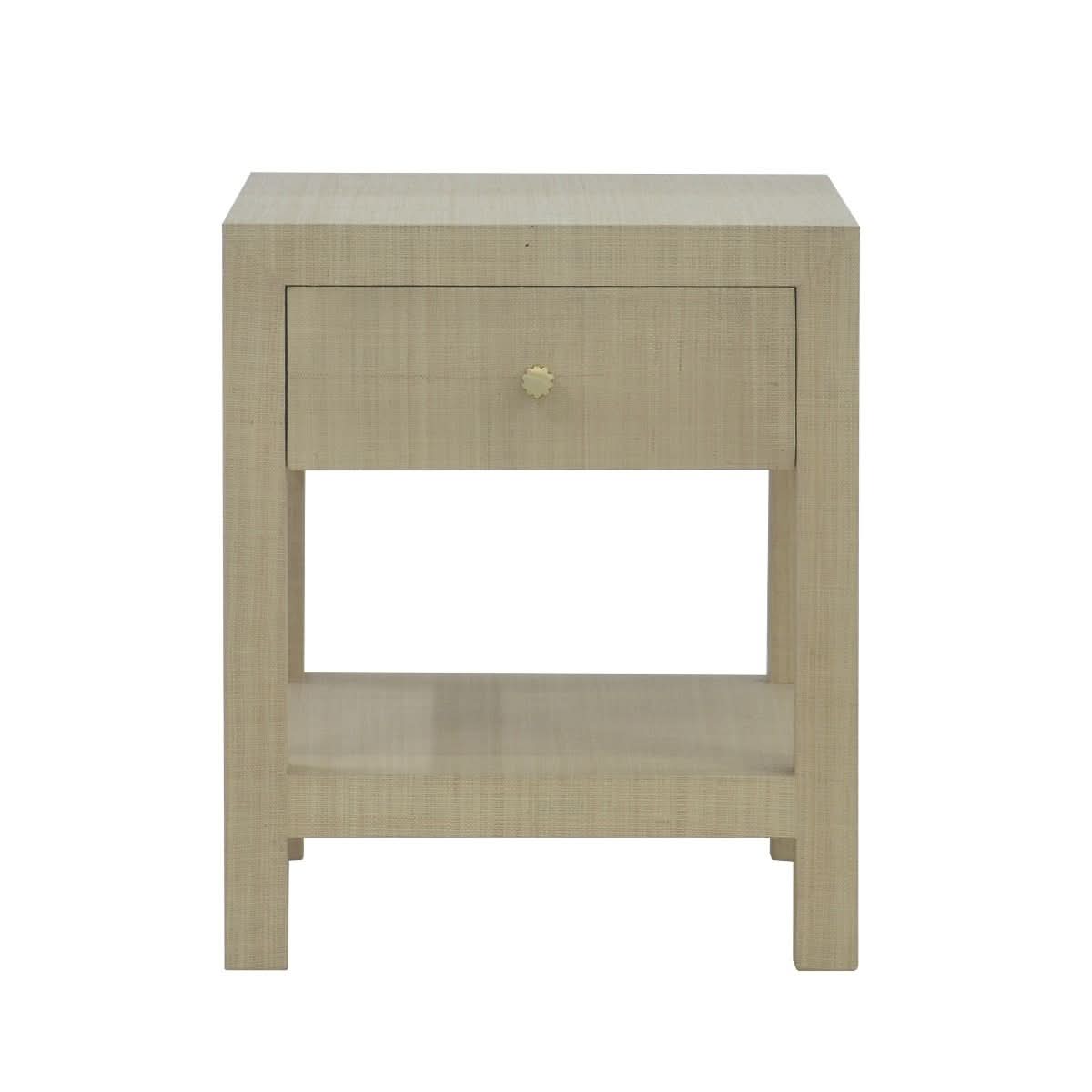 SWANN MAHOGANY FRAME RAFFIA 1 DRAWER BEDSIDE TABLE NIGHTSTAND - MyChocolateWood