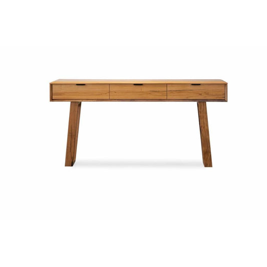 Tamworth 3-drawer console table in natural Marri wood by MyChocolateWood, showcasing a sleek hall table design.