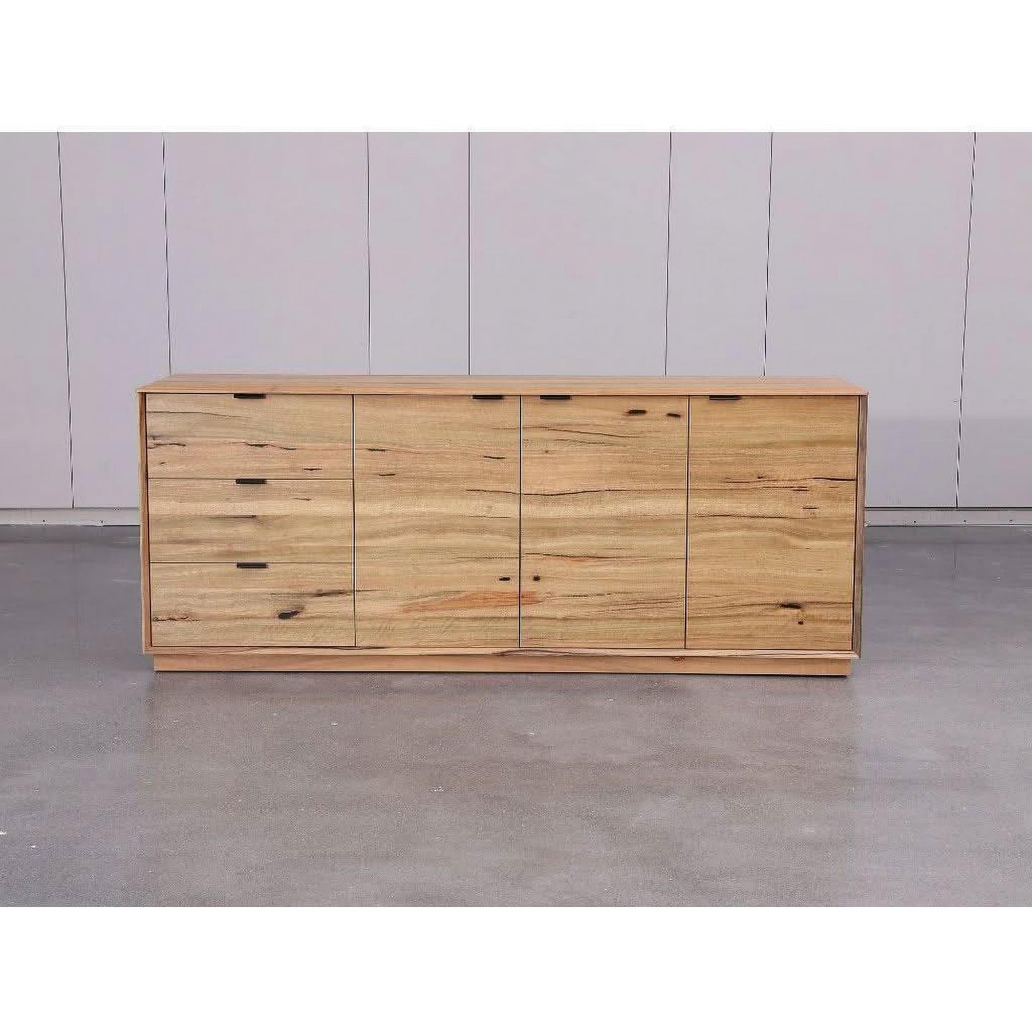 Tamworth Marri wood buffet sideboard with three doors and three drawers in natural finish by Chocolate Wood