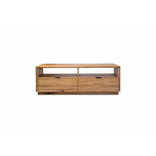 Tamworth solid Marri wood coffee table with two drawers by MyChocolateWood, showcasing natural wood finish and sleek design.