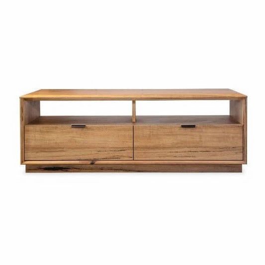 Tamworth solid Marri wood coffee table with two drawers by Chocolate Wood, showcasing natural wood finish and sleek design.