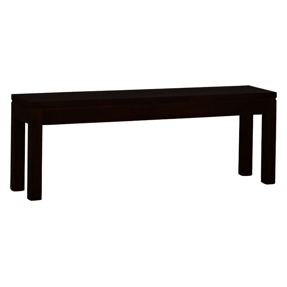 Tanaka Solid Mahogany Dining Table + 2 Benches, 150cm in Chocolate - Chocolate Wood