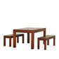 Tanaka Solid Mahogany Dining Table + 2 Benches, 150cm in Mahogany - Chocolate Wood