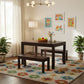 TANAKA 180CM SOLID MAHOGANY DINING TABLE + 2 BENCHES IN CHOCOLATE - MyChocolateWood