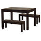 Tanaka Solid Mahogany Dining Table + 2 Benches, 180cm in Chocolate - Chocolate Wood