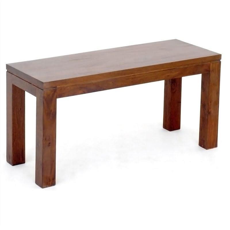 Tanaka Solid Mahogany Dining Table + 2 Benches, 180cm in Mahogany - Chocolate Wood