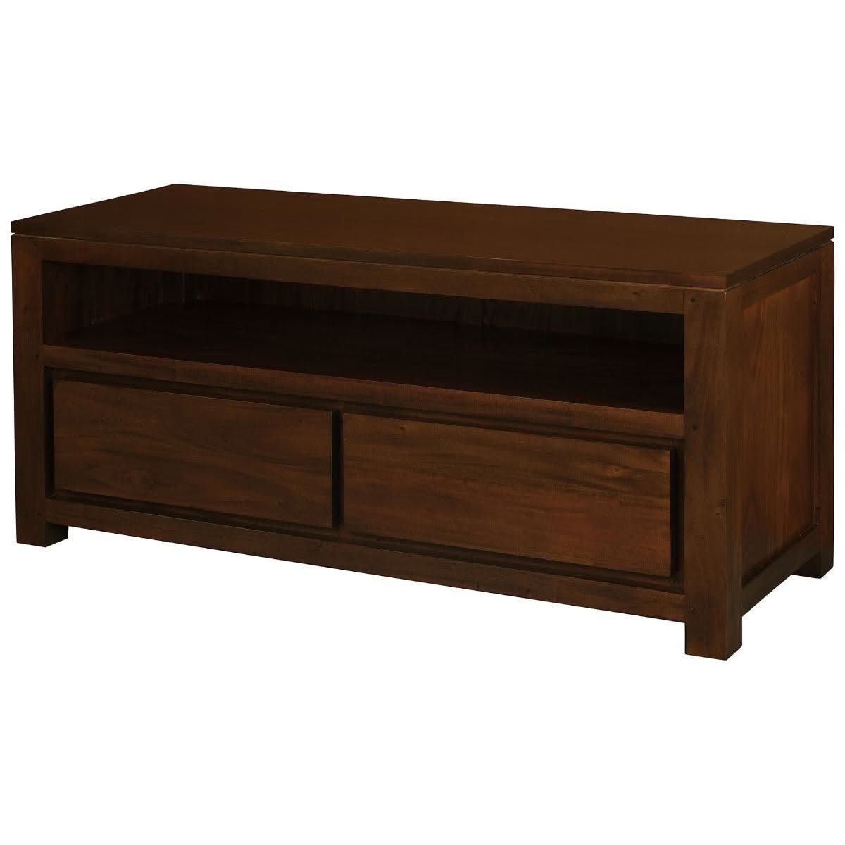 Tanaka Solid Mahogany TV Unit 120cm with 2 Drawers in Mahogany - Chocolate Wood