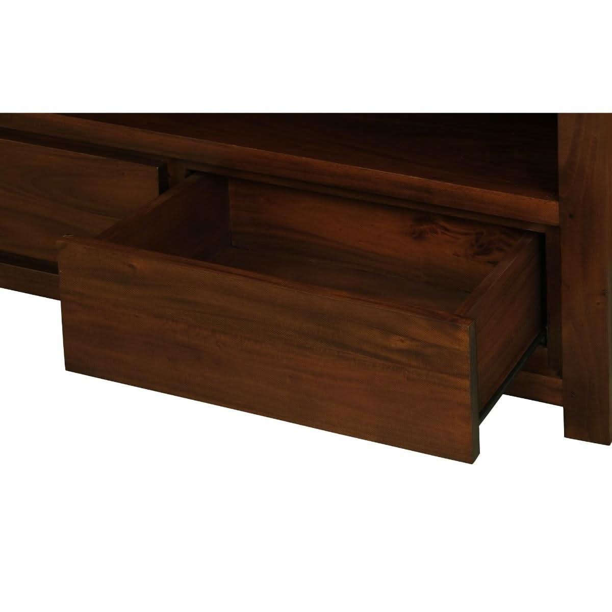 Tanaka Solid Mahogany TV Unit 120cm with 2 Drawers in Mahogany - Chocolate Wood