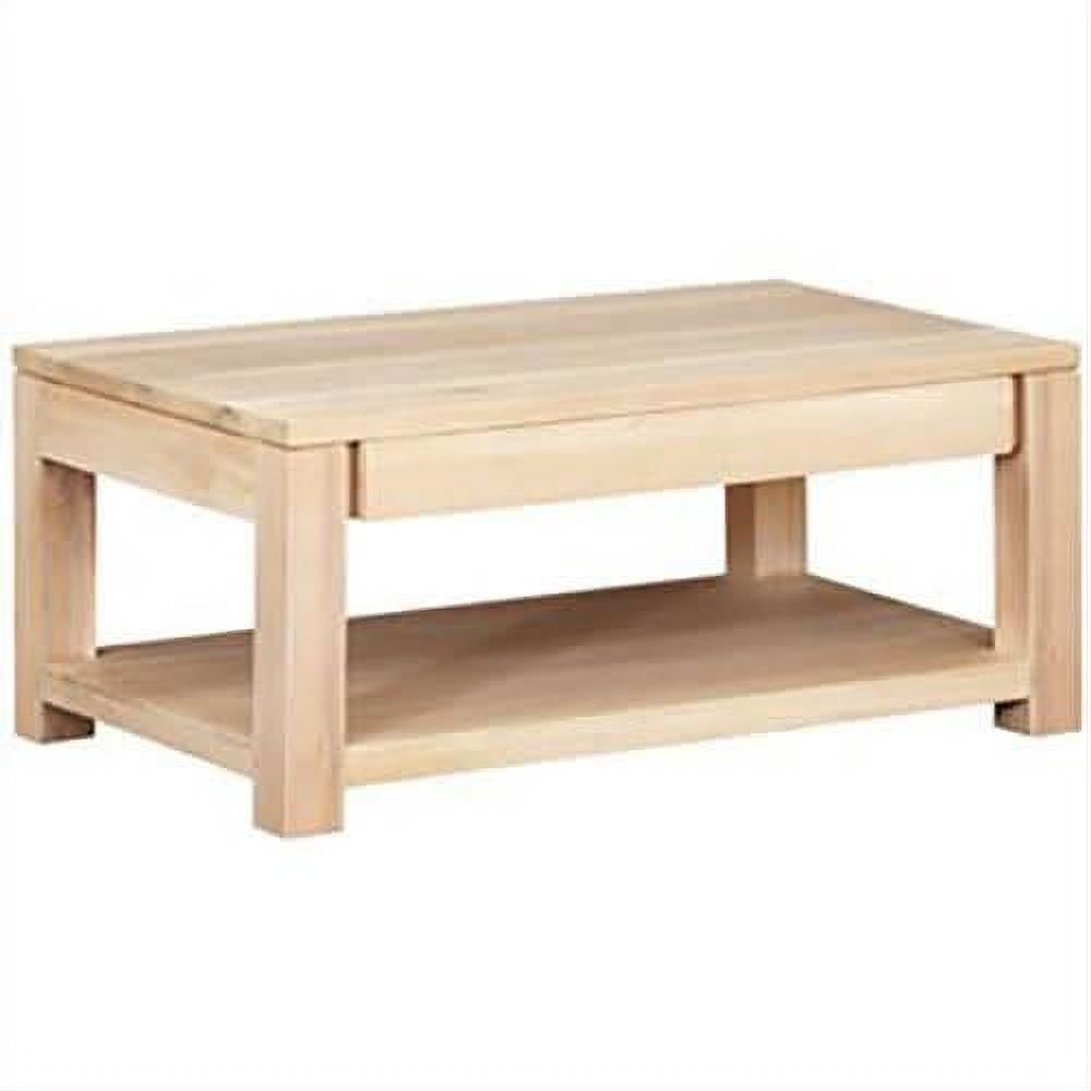 Tanaka Solid Mahogany Double Faced Coffee Table with 2 Drawers in White Wash - Chocolate Wood
