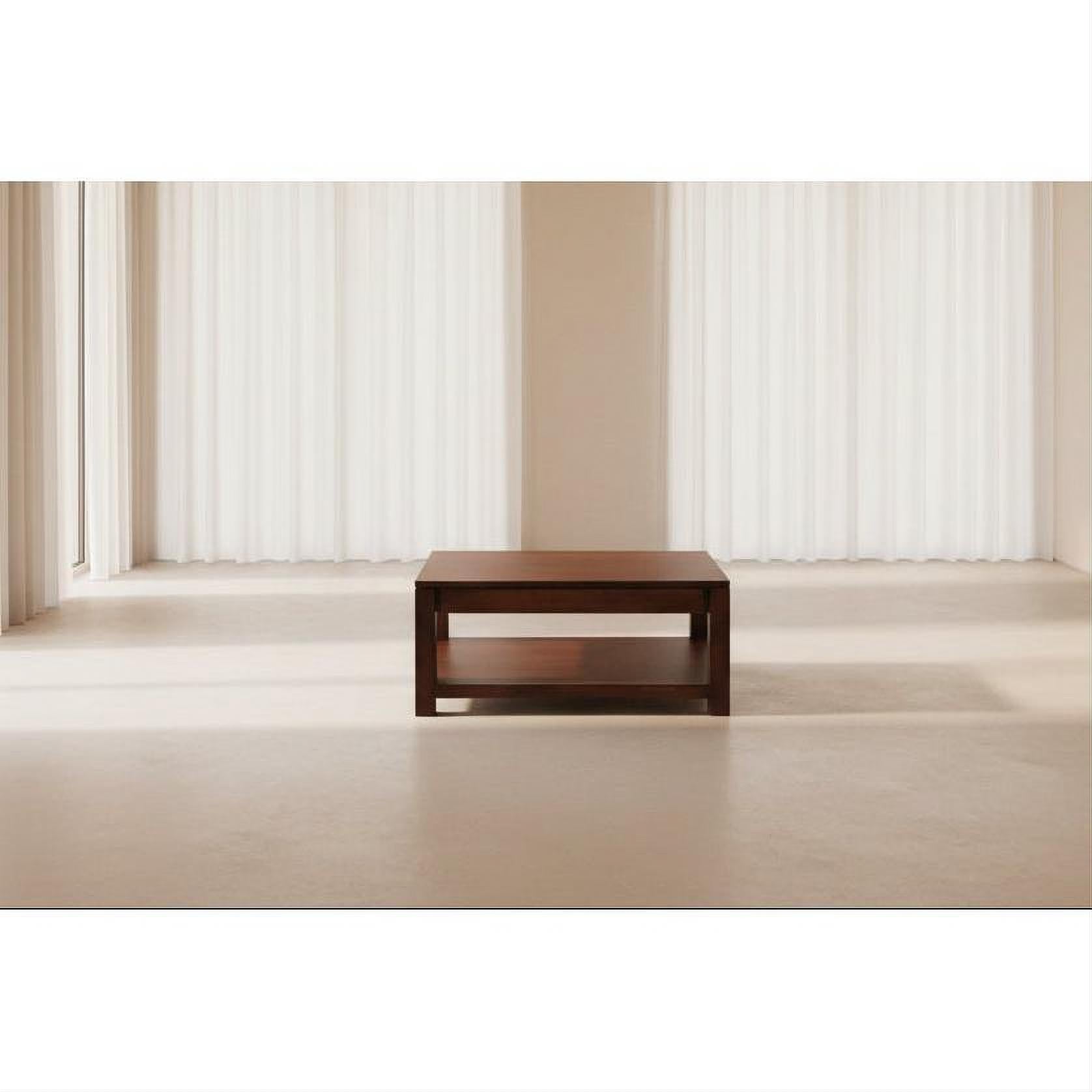 Tanaka Solid Mahogany Double Faced Coffee Table with 2 Drawers in Mahogany - Chocolate Wood