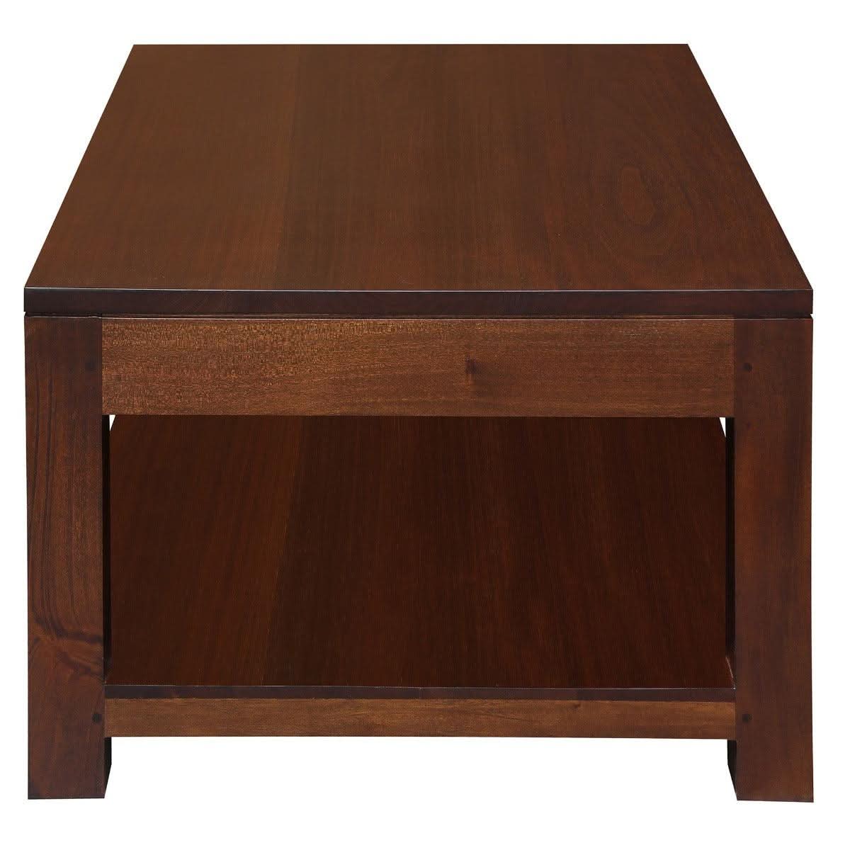 Tanaka Solid Mahogany Double Faced Coffee Table with 2 Drawers in Mahogany - Chocolate Wood