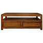 Tanaka Solid Mahogany Coffee Table 120cm with 4 Drawers in Light Pecan - Chocolate Wood