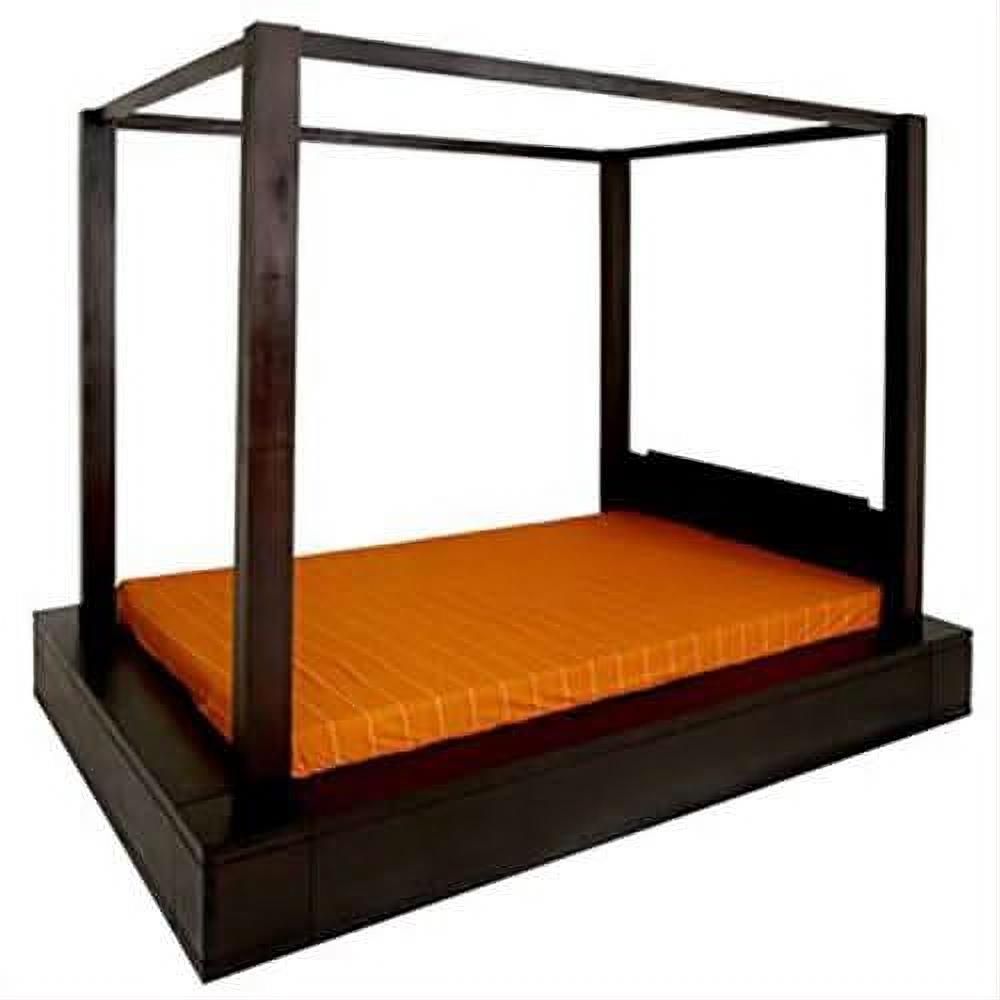 Tanaka Solid Mahogany Timber 4 Poster Queen Size Bed in Chocolate - Chocolate Wood
