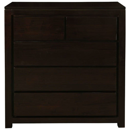 TANAKA SOLID MAHOGANY 5 DRAWERS TALLBOY IN CHOCOLATE - MyChocolateWood