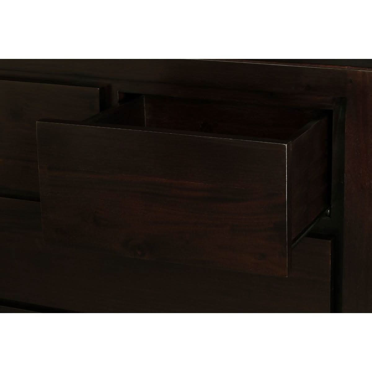 Tanaka 5 Drawer Tallboy / Chest of 5 Drawers in Chocolate - Chocolate Wood