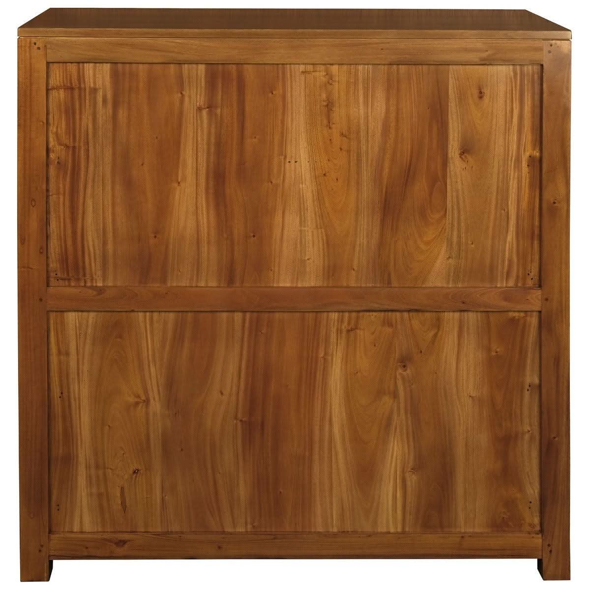Tanaka 5 Drawer Tallboy / Chest of 5 Drawers in Light Pecan - Chocolate Wood