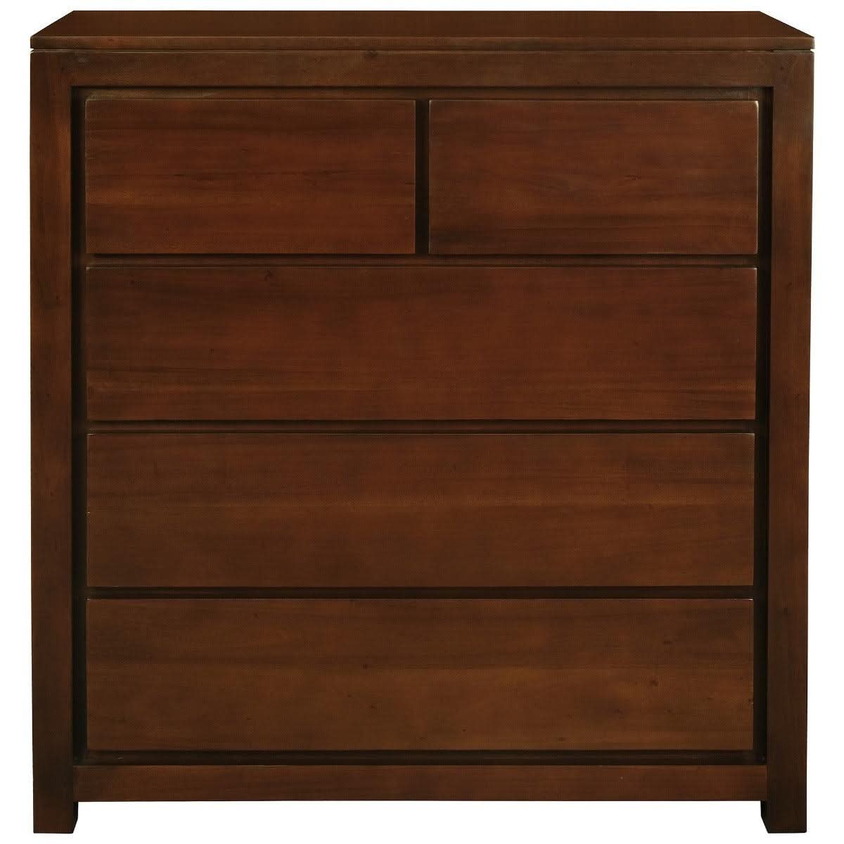 TANAKA SOLID MAHOGANY 5 DRAWERS TALLBOY IN MAHOGANY - MyChocolateWood