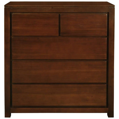 Tanaka 5 Drawer Tallboy / Chest of 5 Drawers in Mahogany - Chocolate Wood