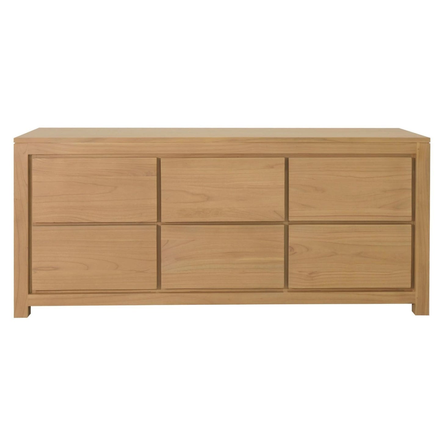 Tanaka 6 Drawer Dresser / Chest of 6 Drawers in Natural - Chocolate Wood
