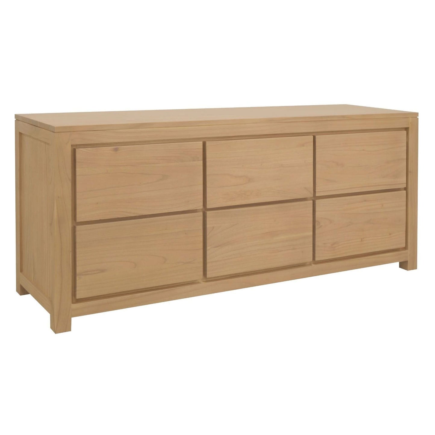 Tanaka 6 Drawer Dresser / Chest of 6 Drawers in Natural - Chocolate Wood