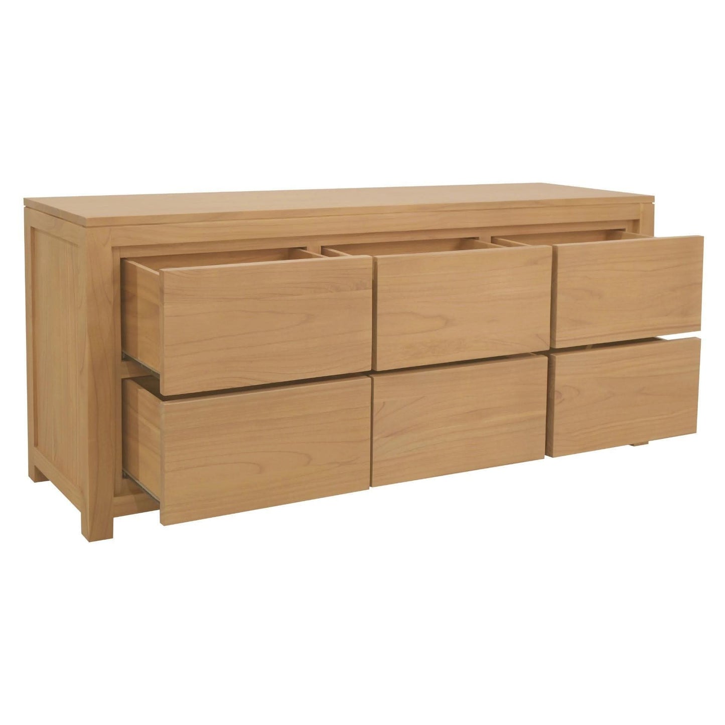 Tanaka 6 Drawer Dresser / Chest of 6 Drawers in Natural - Chocolate Wood