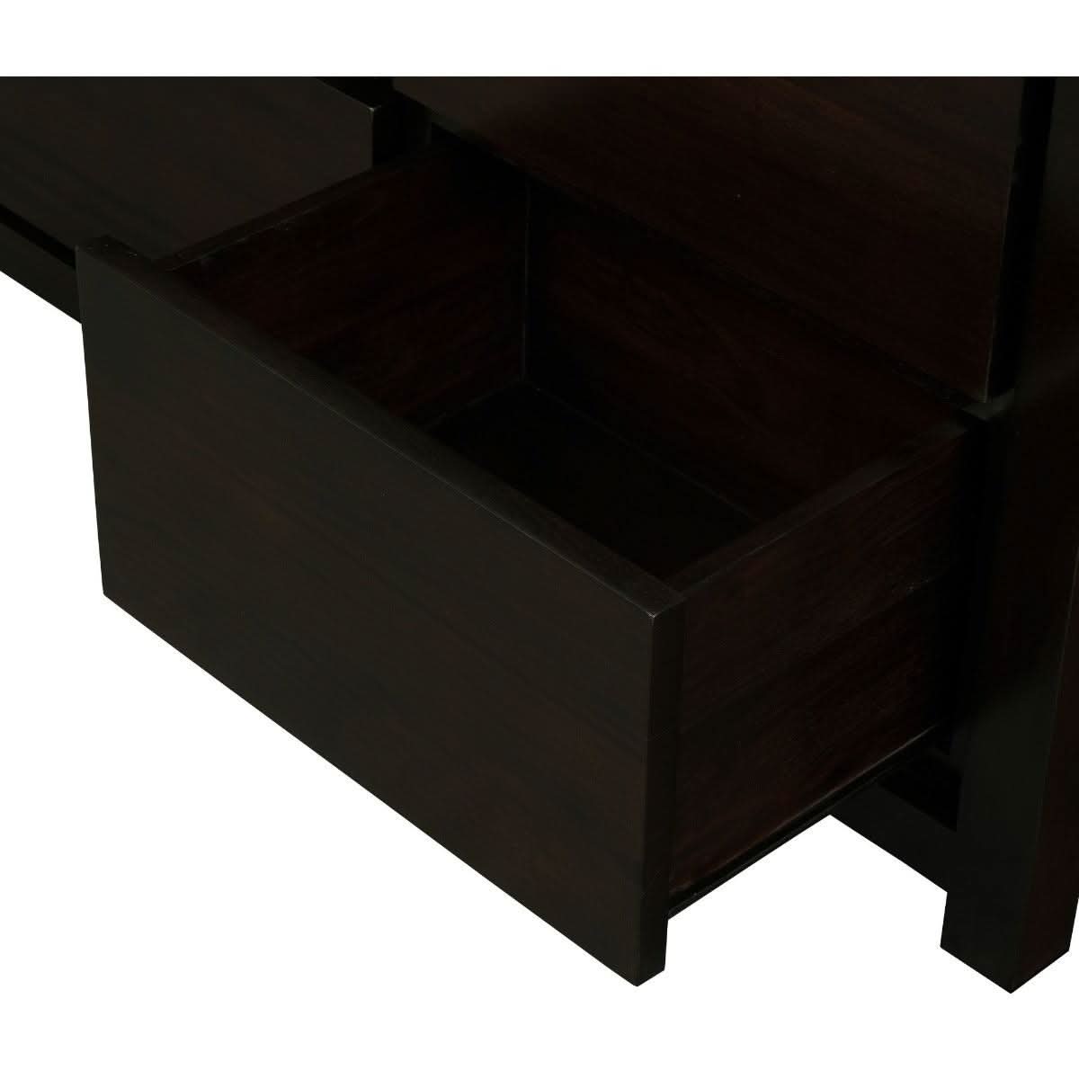 Tanaka Solid Mahogany 6 Drawer Dresser / Chest of 6 Drawers in Chocolate - Chocolate Wood