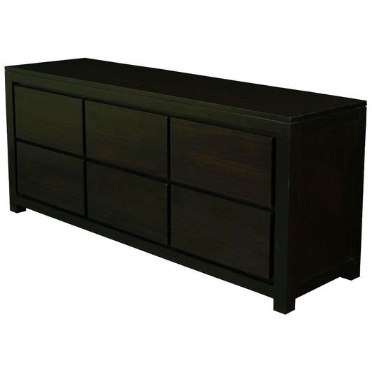 TANAKA SOLID MAHOGANY 6 DRAWERS DRESSER IN CHOCOLATE - MyChocolateWood