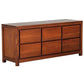 Tanaka Solid Mahogany 6 Drawer Dresser / Chest of 6 Drawers in Light Pecan - Chocolate Wood