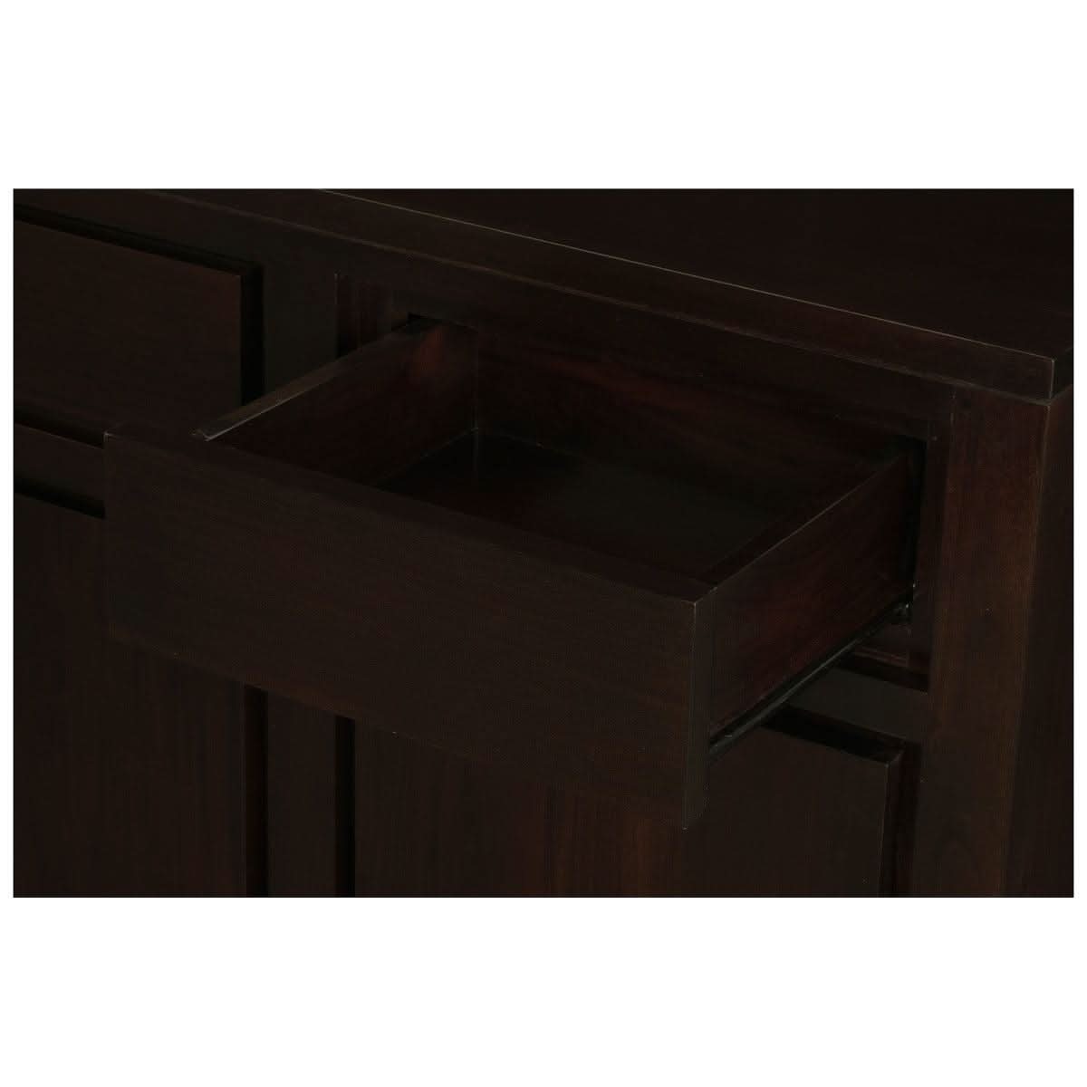 TANAKA SOLID MAHOGANY BUFFET SIDEBOARD 3 DOORS & 3 DRAWERS IN CHOCOLATE FINISH - MyChocolateWood