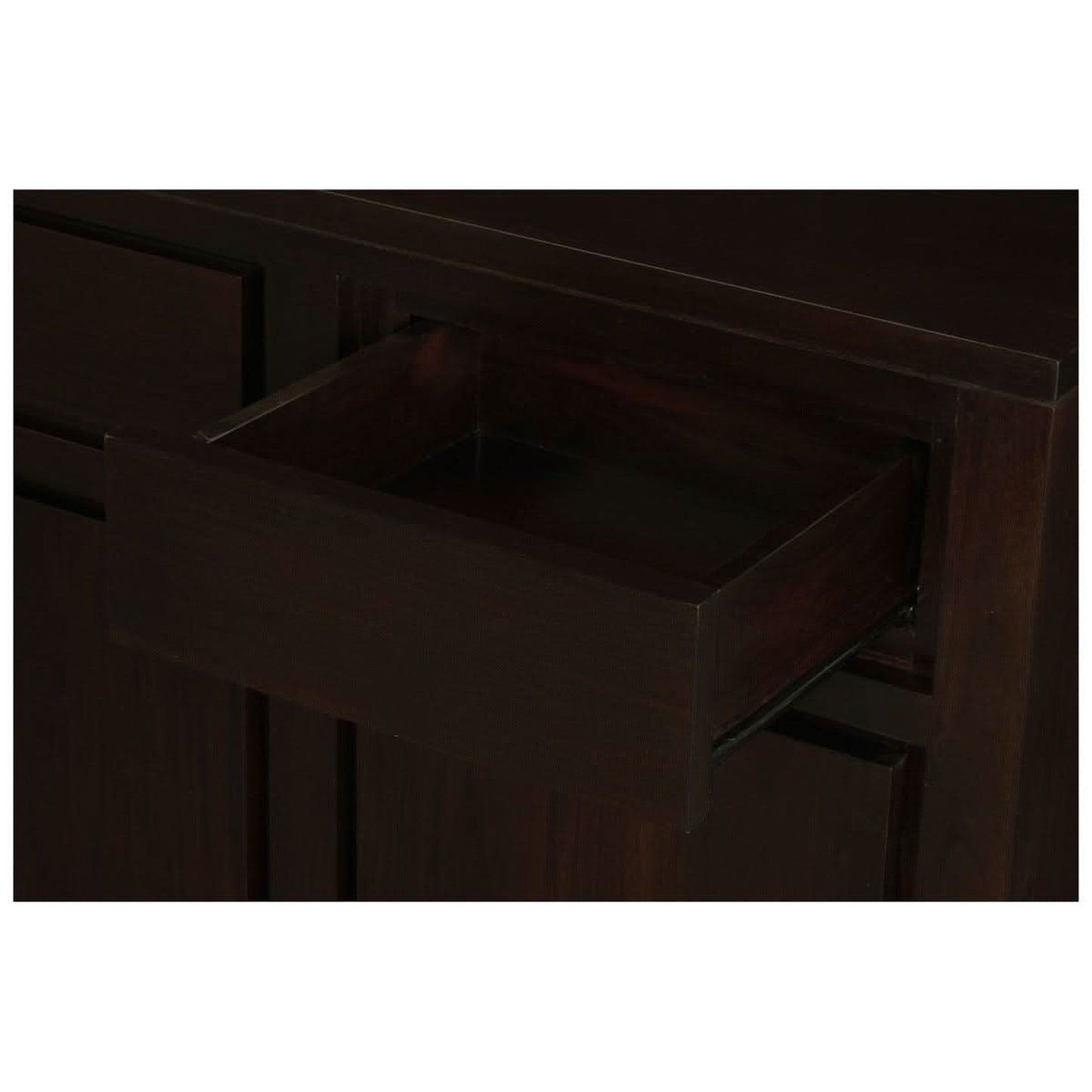 Tanaka Solid Mahogany 3-Door 3-Drawer Buffet in Chocolate detail