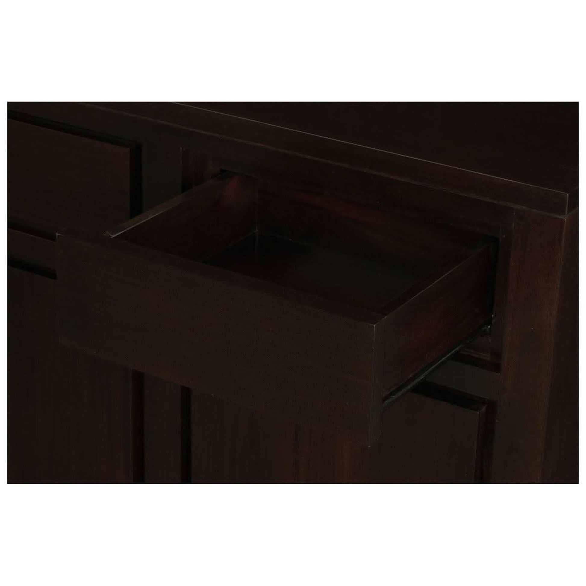 Tanaka Solid Mahogany 3-Door 3-Drawer Buffet in Chocolate detail