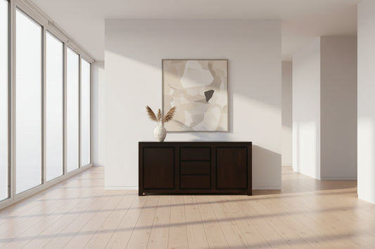 TANAKA SOLID MAHOGANY BUFFET WITH 2 DOORS & 3Â DRAWERS IN CHOCOLATE FINISH - MyChocolateWood