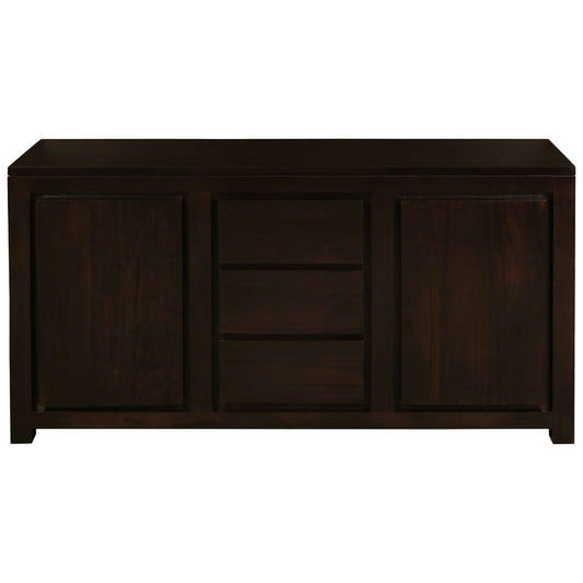 TANAKA SOLID MAHOGANY BUFFET WITH 2 DOORS & 3Â DRAWERS IN CHOCOLATE FINISH - MyChocolateWood