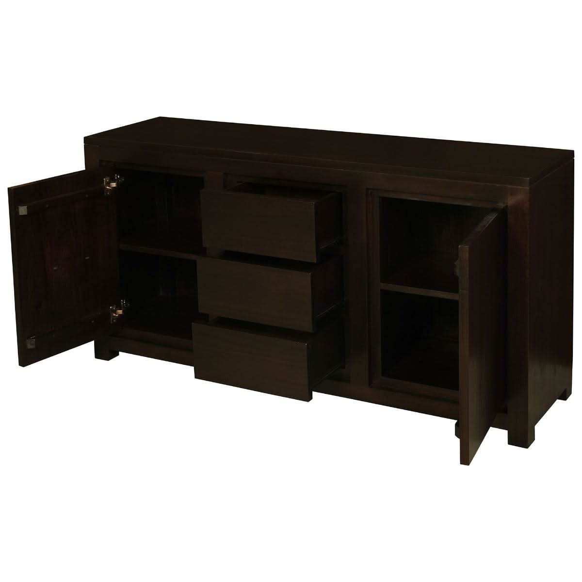 TANAKA SOLID MAHOGANY BUFFET WITH 2 DOORS & 3 DRAWERS IN CHOCOLATE FINISH - MyChocolateWood