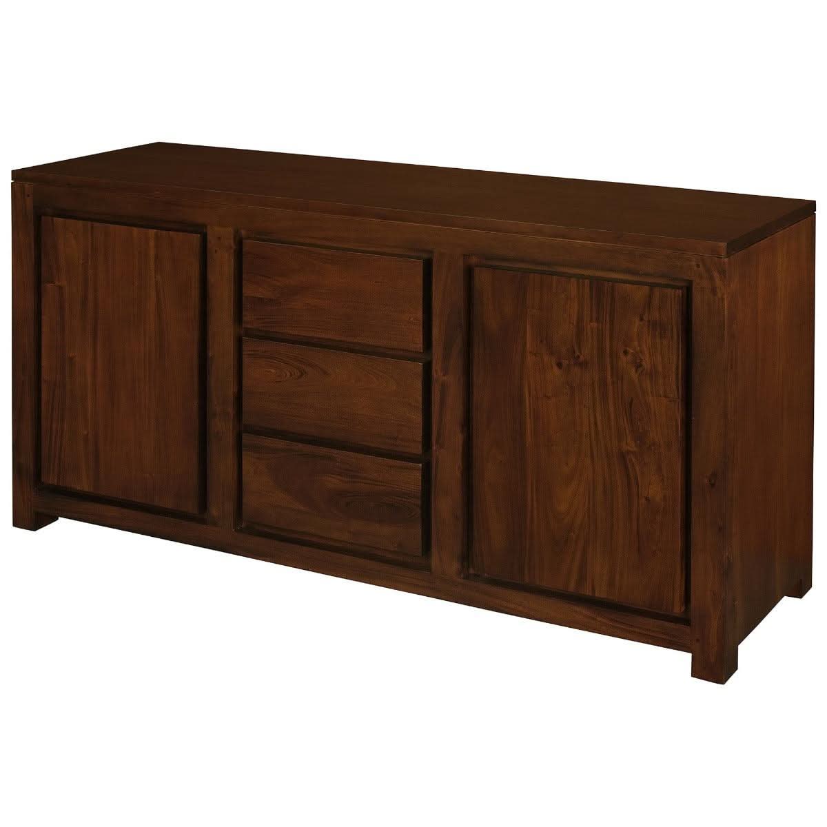 Tanaka Solid Mahogany Buffet 150cm with 2 Doors & 3 Drawers in Mahogany - Chocolate Wood