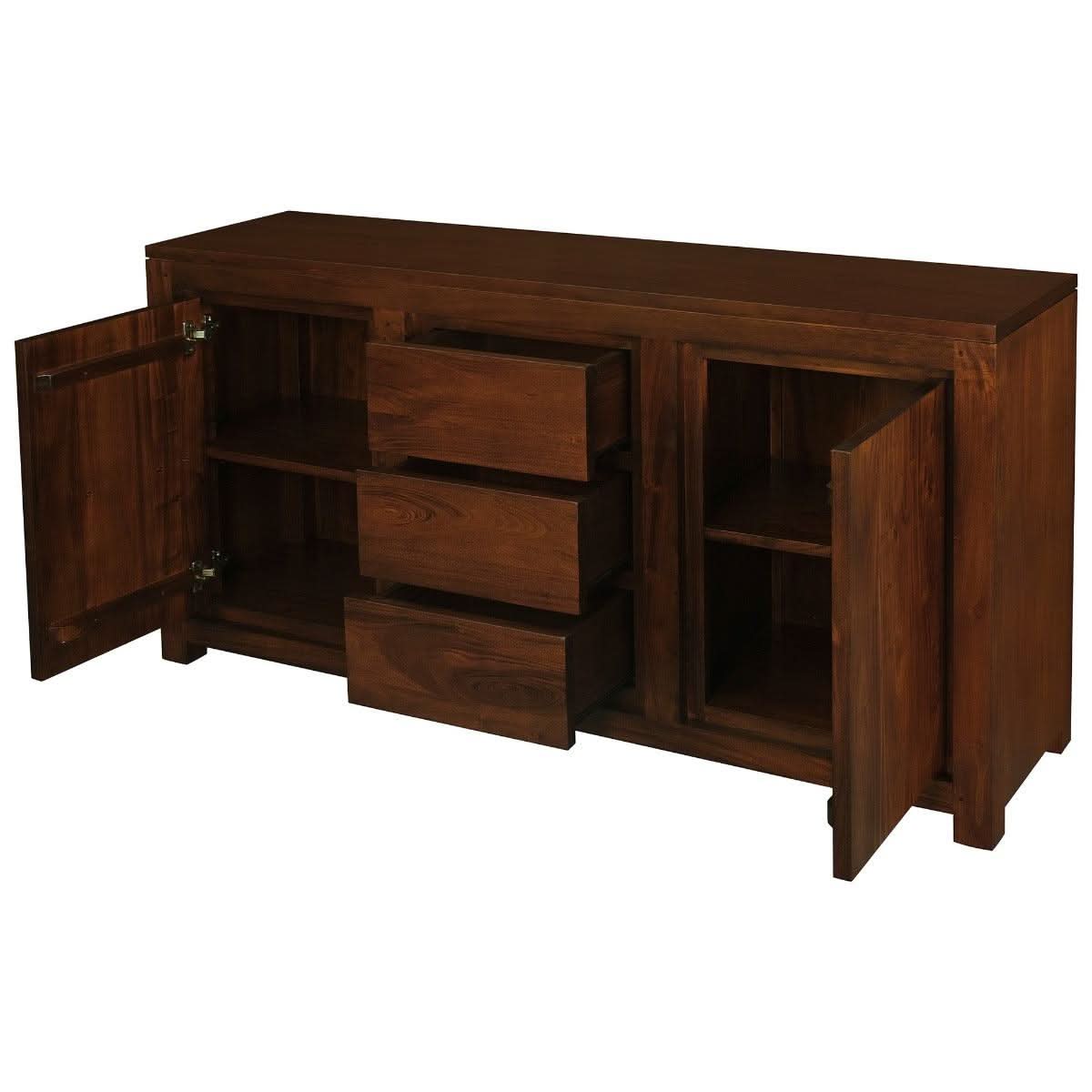 Tanaka Solid Mahogany Buffet 150cm with 2 Doors & 3 Drawers in Mahogany - Chocolate Wood