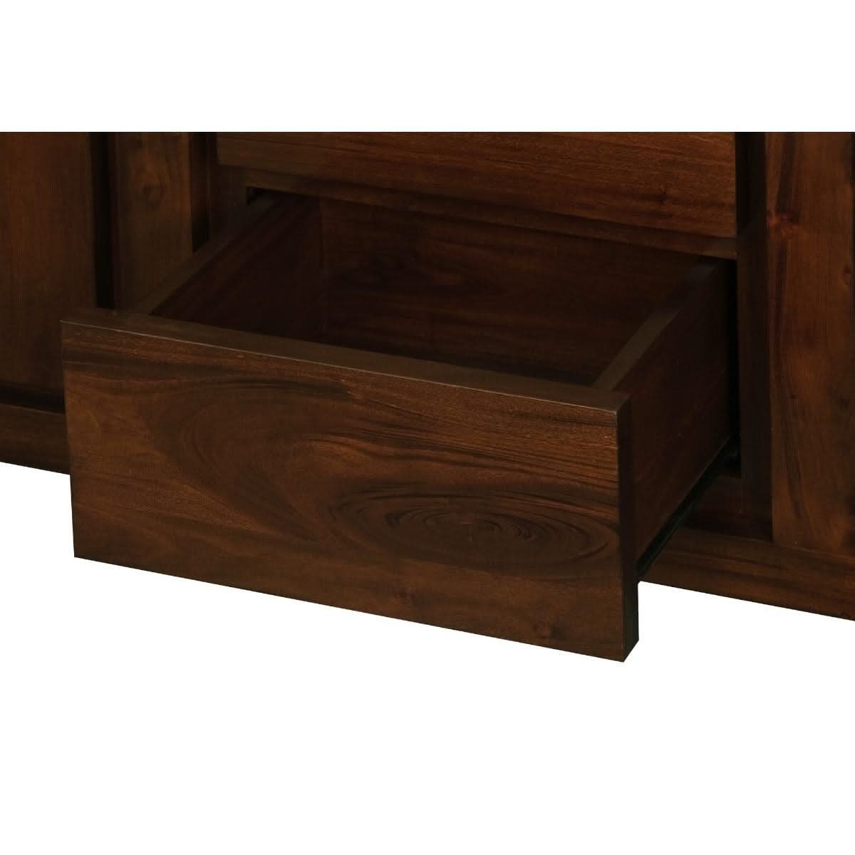Tanaka Solid Mahogany Buffet 150cm with 2 Doors & 3 Drawers in Mahogany - Chocolate Wood