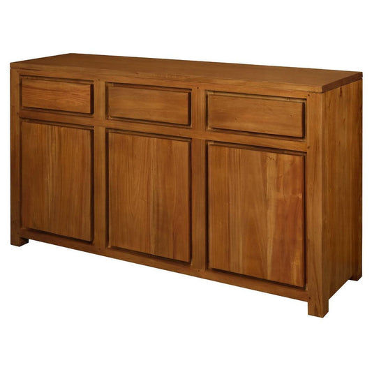 TANAKA SOLID MAHOGANY BUFFET WITH 3 DOORS & DRAWERS IN LIGHT PECANÂ FINISH - MyChocolateWood