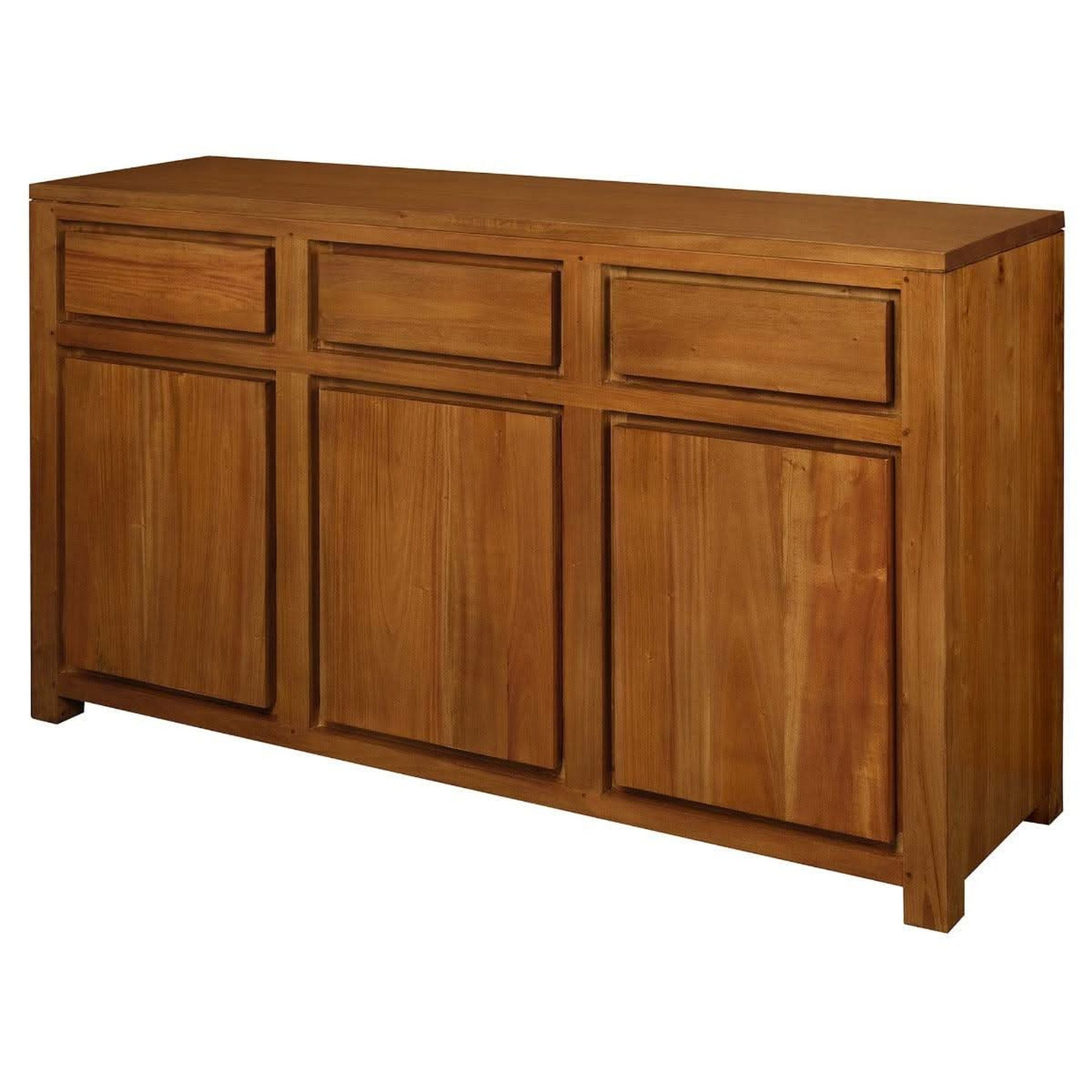 Tanaka Solid Mahogany 3-Door 3-Drawer Buffet in Light Pecan angle