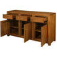 Tanaka Solid Mahogany 3-Door 3-Drawer Buffet in Light Pecan open