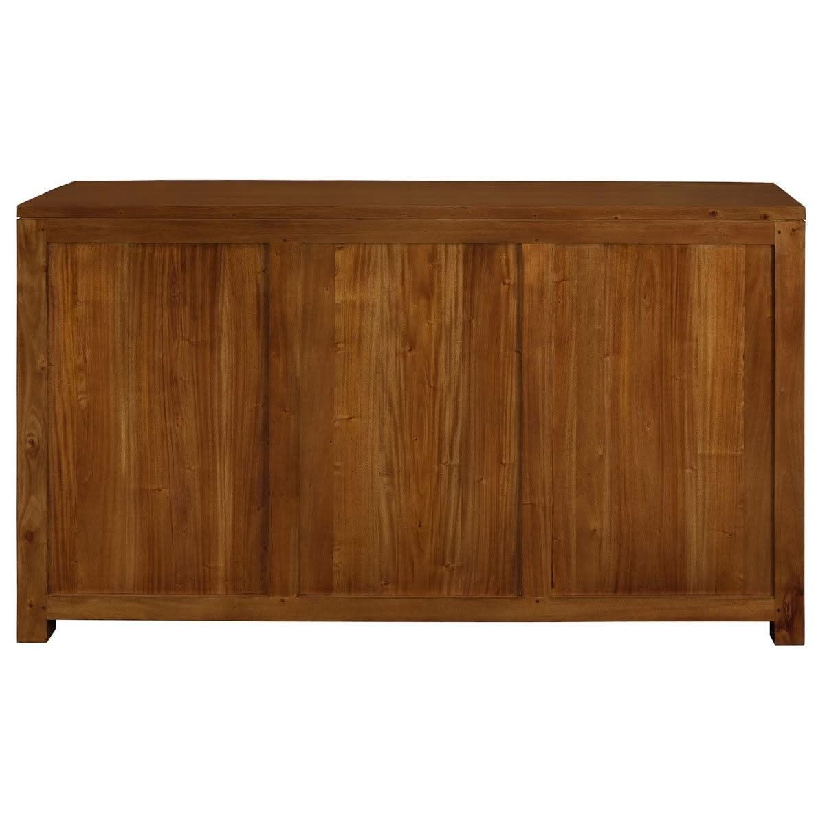 TANAKA SOLID MAHOGANY BUFFET WITH 3 DOORS & DRAWERS IN LIGHT PECAN FINISH - MyChocolateWood