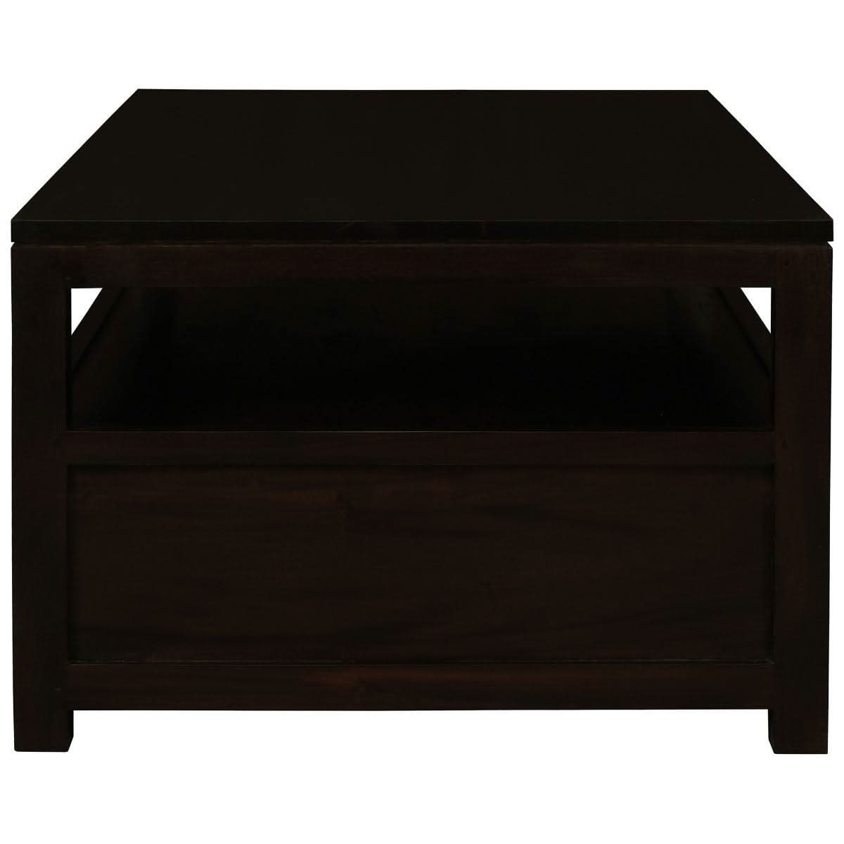 Tanaka Solid Mahogany Coffee Table 120cm with 4 Drawers in Chocolate - Chocolate Wood