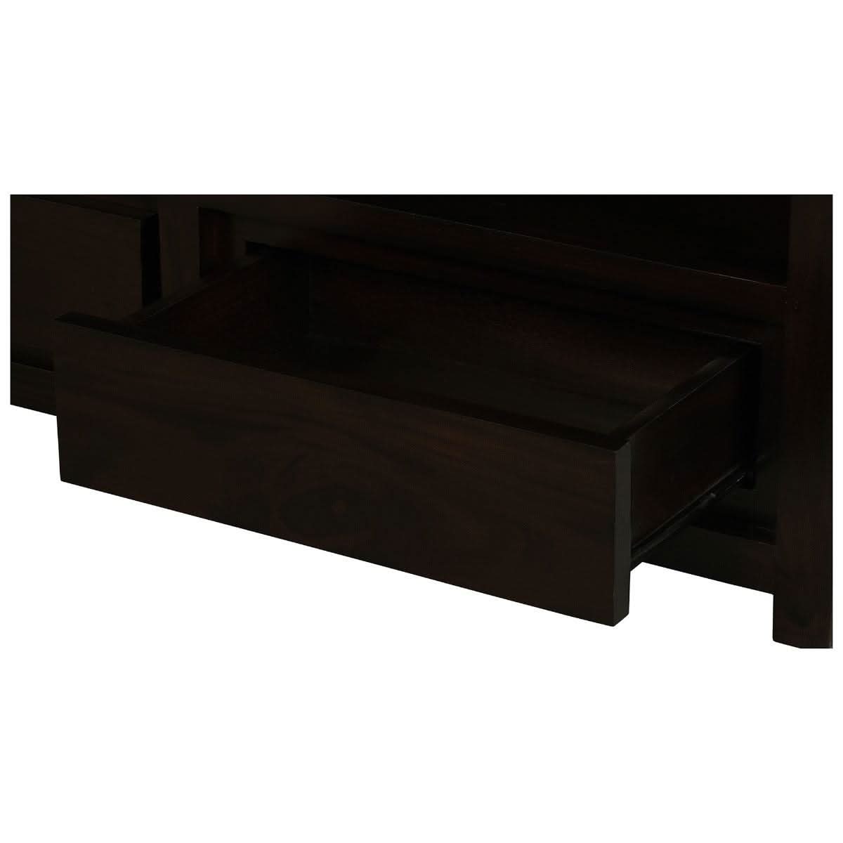 Tanaka Solid Mahogany Coffee Table 120cm with 4 Drawers in Chocolate - Chocolate Wood