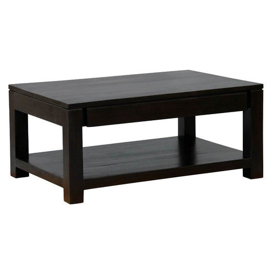 Tanaka Solid Mahogany Double Faced Coffee Table with 2 Drawers in Chocolate - Chocolate Wood