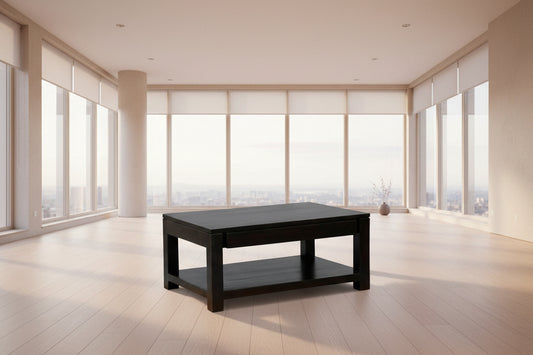 TANAKA SOLID MAHOGANY DOUBLE FACED MAHOGANY COFFEE TABLE 2 DRAWERS IN CHOCOLATE - MyChocolateWood