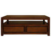 Tanaka Solid Mahogany Coffee Table 120cm with 4 Drawers in Mahogany - Chocolate Wood