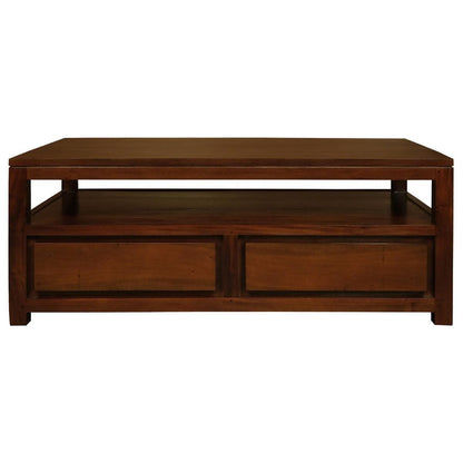 Tanaka Solid Mahogany Coffee Table 120cm with 4 Drawers in Mahogany - Chocolate Wood