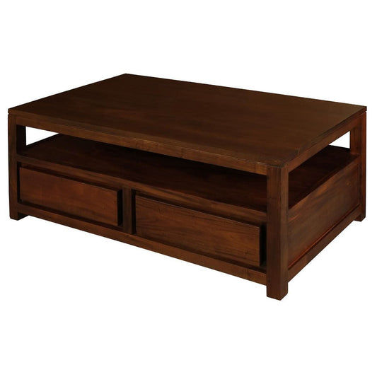 Tanaka Solid Mahogany Coffee Table 120cm with 4 Drawers in Mahogany - Chocolate Wood