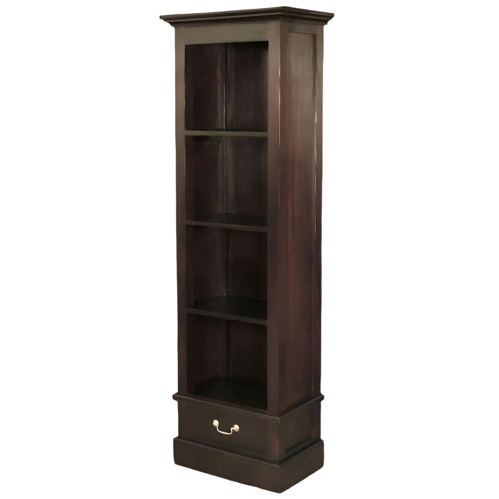 TANAKA SOLID MAHOGANY NARROW BOOKCASE IN CHOCOLATE FINISH - MyChocolateWood
